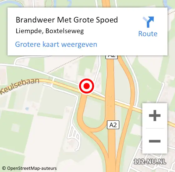 Locatie op kaart van de 112 melding: Brandweer Met Grote Spoed Naar Liempde, Boxtelseweg op 13 december 2021 07:53