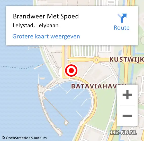 Locatie op kaart van de 112 melding: Brandweer Met Spoed Naar Lelystad, Lelybaan op 13 december 2021 07:55