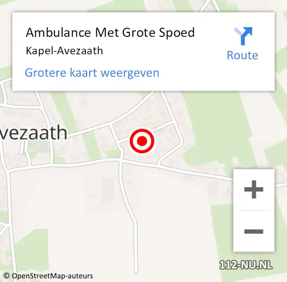 Locatie op kaart van de 112 melding: Ambulance Met Grote Spoed Naar Kapel-Avezaath op 13 december 2021 07:59