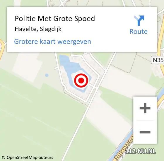 Locatie op kaart van de 112 melding: Politie Met Grote Spoed Naar Havelte, Slagdijk op 13 december 2021 08:05