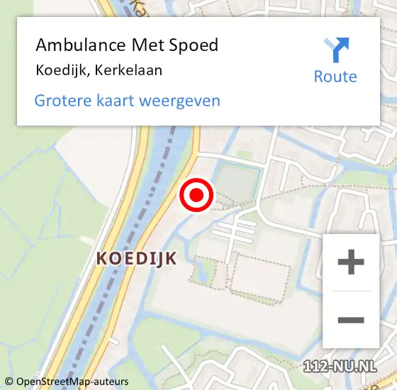 Locatie op kaart van de 112 melding: Ambulance Met Spoed Naar Koedijk, Kerkelaan op 13 december 2021 08:09