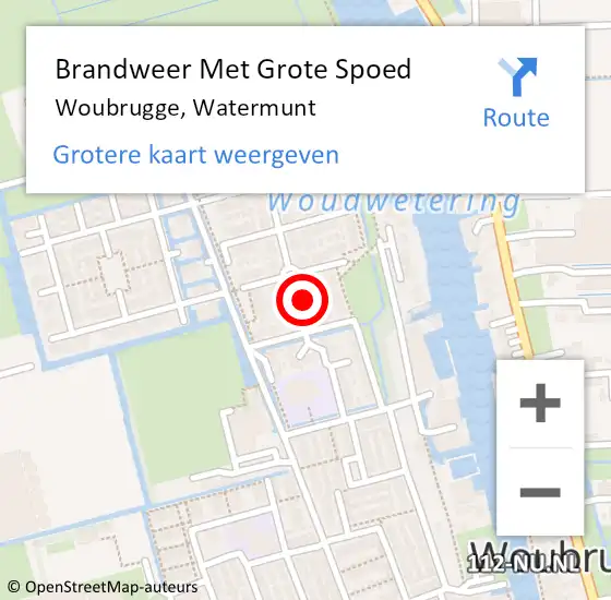 Locatie op kaart van de 112 melding: Brandweer Met Grote Spoed Naar Woubrugge, Watermunt op 13 december 2021 08:15