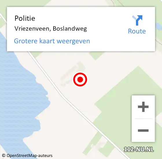 Locatie op kaart van de 112 melding: Politie Vriezenveen, Boslandweg op 13 december 2021 08:26