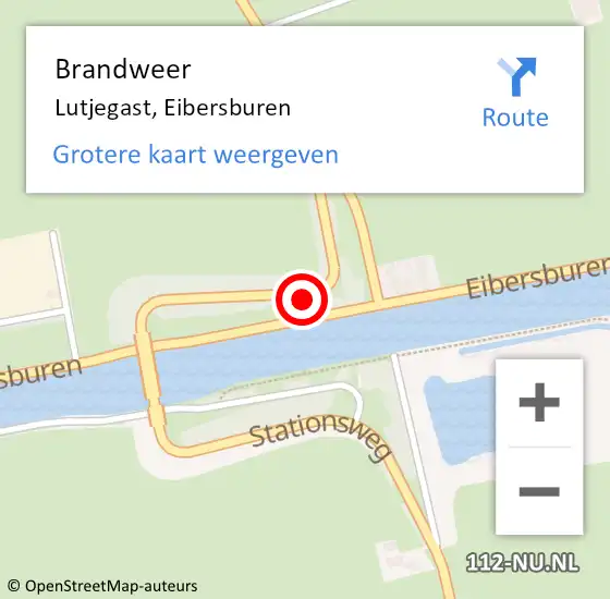 Locatie op kaart van de 112 melding: Brandweer Lutjegast, Eibersburen op 13 december 2021 08:32