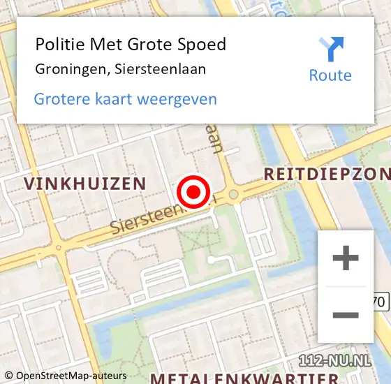 Locatie op kaart van de 112 melding: Politie Met Grote Spoed Naar Groningen, Siersteenlaan op 13 december 2021 08:44