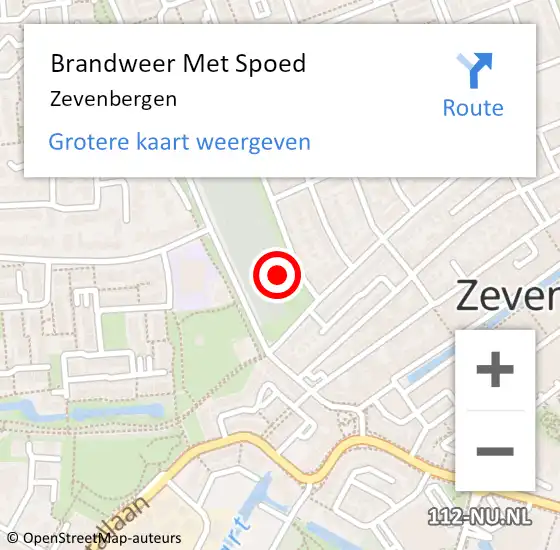 Locatie op kaart van de 112 melding: Brandweer Met Spoed Naar Zevenbergen op 13 december 2021 08:45