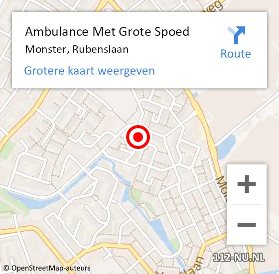 Locatie op kaart van de 112 melding: Ambulance Met Grote Spoed Naar Monster, Rubenslaan op 13 december 2021 08:56