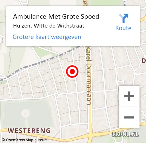 Locatie op kaart van de 112 melding: Ambulance Met Grote Spoed Naar Huizen, Witte de Withstraat op 2 juli 2014 08:24