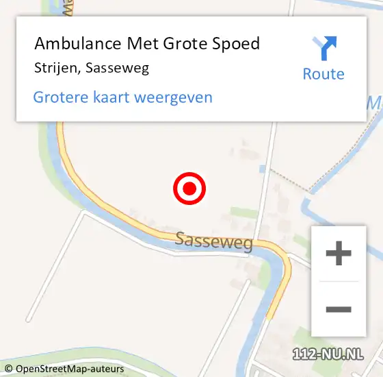 Locatie op kaart van de 112 melding: Ambulance Met Grote Spoed Naar Strijen, Sasseweg op 13 december 2021 09:09