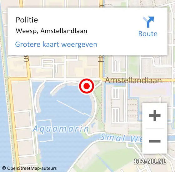 Locatie op kaart van de 112 melding: Politie Weesp, Amstellandlaan op 13 december 2021 09:25