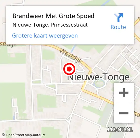 Locatie op kaart van de 112 melding: Brandweer Met Grote Spoed Naar Nieuwe-Tonge, Prinsessestraat op 13 december 2021 09:47