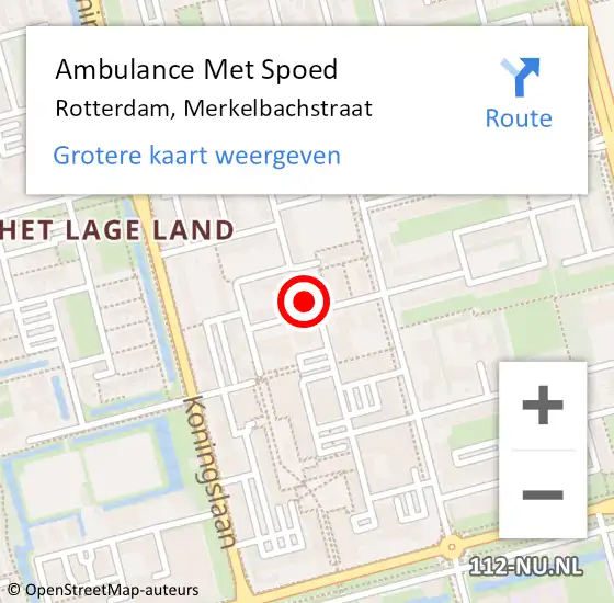 Locatie op kaart van de 112 melding: Ambulance Met Spoed Naar Rotterdam, Merkelbachstraat op 13 december 2021 09:52