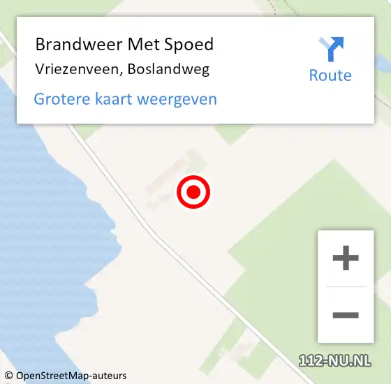 Locatie op kaart van de 112 melding: Brandweer Met Spoed Naar Vriezenveen, Boslandweg op 13 december 2021 10:00