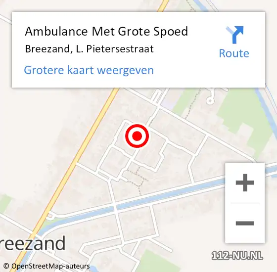 Locatie op kaart van de 112 melding: Ambulance Met Grote Spoed Naar Breezand, L. Pietersestraat op 13 december 2021 10:10