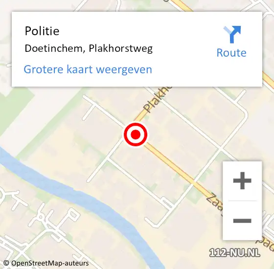 Locatie op kaart van de 112 melding: Politie Doetinchem, Plakhorstweg op 13 december 2021 10:13