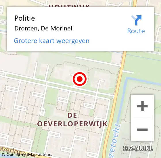 Locatie op kaart van de 112 melding: Politie Dronten, De Morinel op 13 december 2021 10:30