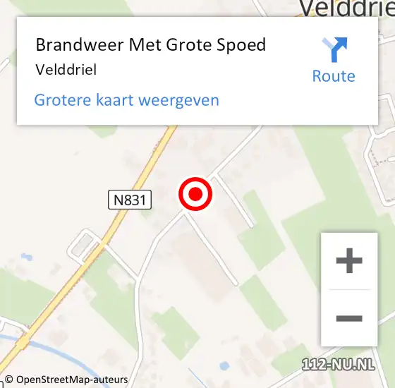 Locatie op kaart van de 112 melding: Brandweer Met Grote Spoed Naar Velddriel op 13 december 2021 10:42