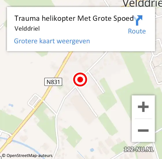 Locatie op kaart van de 112 melding: Trauma helikopter Met Grote Spoed Naar Velddriel op 13 december 2021 10:43