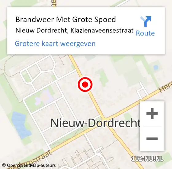 Locatie op kaart van de 112 melding: Brandweer Met Grote Spoed Naar Nieuw Dordrecht, Klazienaveensestraat op 13 december 2021 10:56