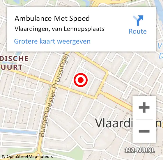 Locatie op kaart van de 112 melding: Ambulance Met Spoed Naar Vlaardingen, van Lennepsplaats op 13 december 2021 11:02