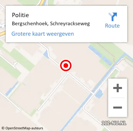 Locatie op kaart van de 112 melding: Politie Bergschenhoek, Schreyrackseweg op 13 december 2021 11:33