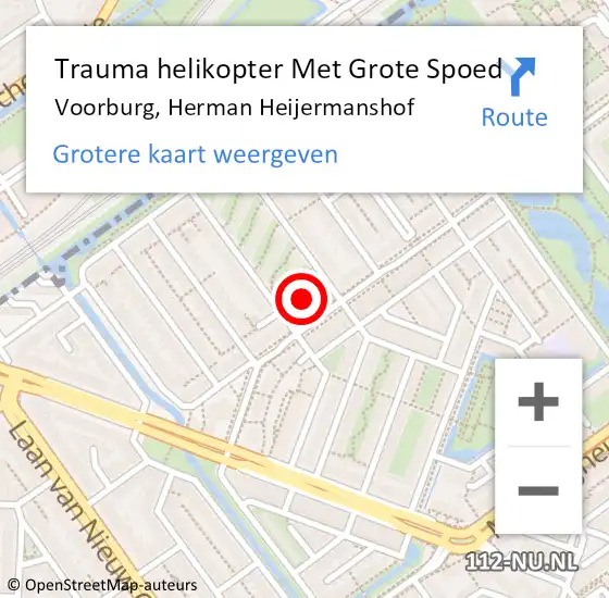 Locatie op kaart van de 112 melding: Trauma helikopter Met Grote Spoed Naar Voorburg, Herman Heijermanshof op 13 december 2021 11:47