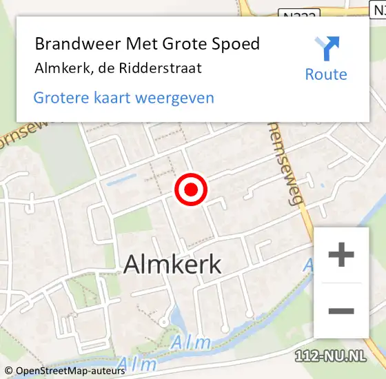 Locatie op kaart van de 112 melding: Brandweer Met Grote Spoed Naar Almkerk, de Ridderstraat op 13 december 2021 11:54