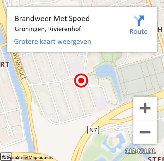 Locatie op kaart van de 112 melding: Brandweer Met Spoed Naar Groningen, Rivierenhof op 13 december 2021 11:56