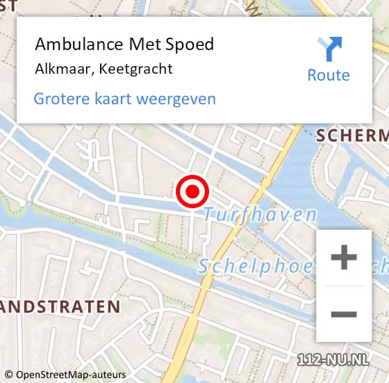 Locatie op kaart van de 112 melding: Ambulance Met Spoed Naar Alkmaar, Keetgracht op 13 december 2021 12:18