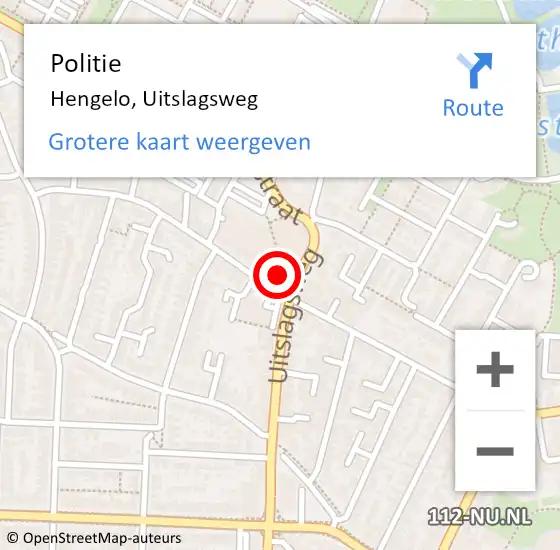 Locatie op kaart van de 112 melding: Politie Hengelo, Uitslagsweg op 13 december 2021 12:23