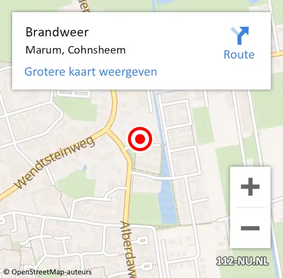 Locatie op kaart van de 112 melding: Brandweer Marum, Cohnsheem op 13 december 2021 12:29