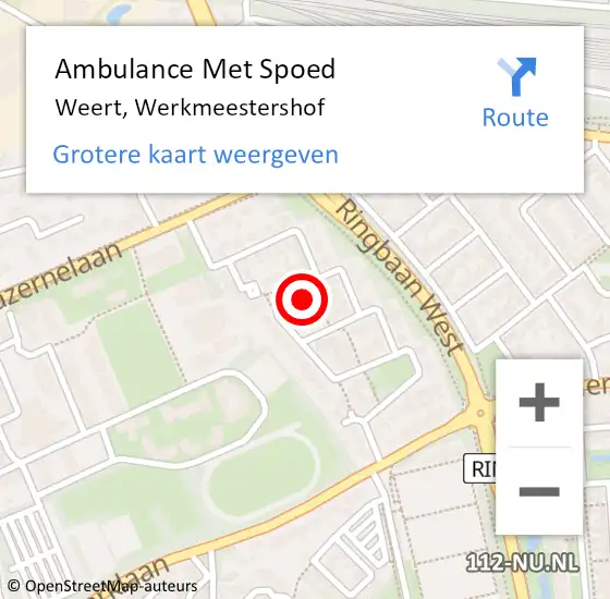 Locatie op kaart van de 112 melding: Ambulance Met Spoed Naar Weert, Werkmeestershof op 13 december 2021 12:30