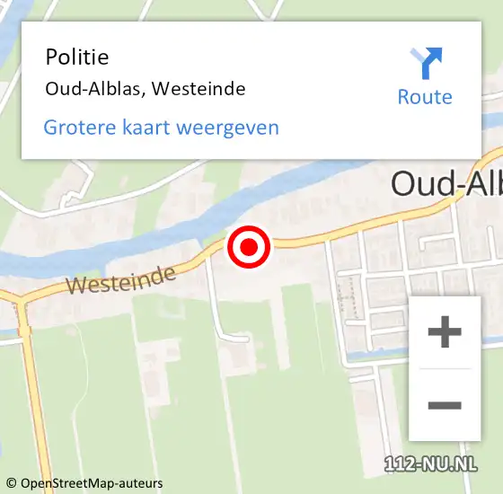 Locatie op kaart van de 112 melding: Politie Oud-Alblas, Westeinde op 13 december 2021 12:40