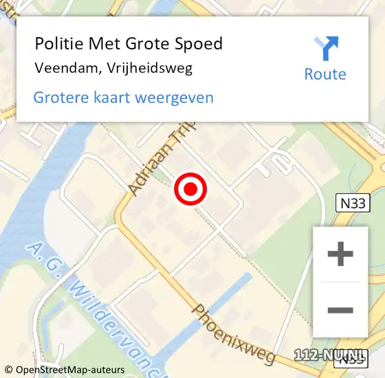 Locatie op kaart van de 112 melding: Politie Met Grote Spoed Naar Veendam, Vrijheidsweg op 13 december 2021 13:05