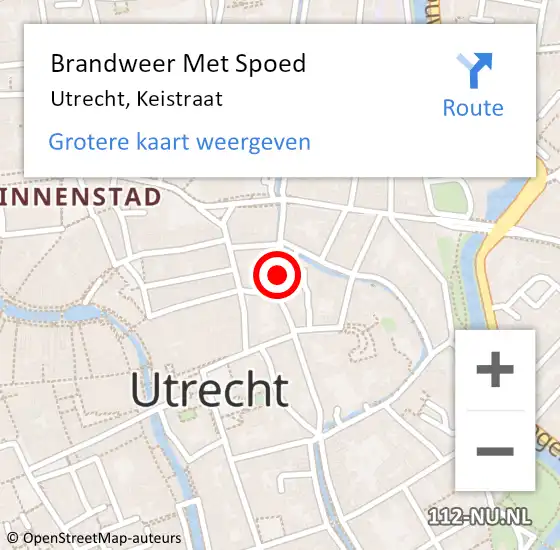 Locatie op kaart van de 112 melding: Brandweer Met Spoed Naar Utrecht, Keistraat op 13 december 2021 13:14