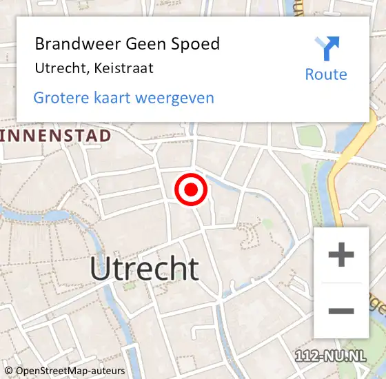 Locatie op kaart van de 112 melding: Brandweer Geen Spoed Naar Utrecht, Keistraat op 13 december 2021 13:16