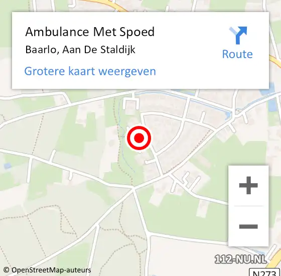 Locatie op kaart van de 112 melding: Ambulance Met Spoed Naar Baarlo, Aan De Staldijk op 2 juli 2014 08:58