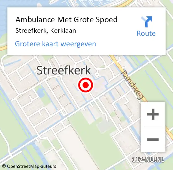 Locatie op kaart van de 112 melding: Ambulance Met Grote Spoed Naar Streefkerk, Kerklaan op 13 december 2021 13:44