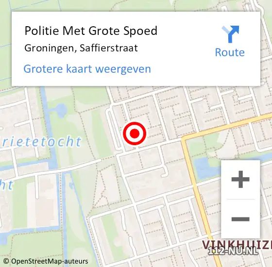 Locatie op kaart van de 112 melding: Politie Met Grote Spoed Naar Groningen, Saffierstraat op 13 december 2021 13:59