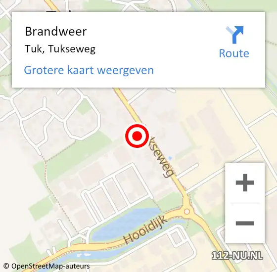 Locatie op kaart van de 112 melding: Brandweer Tuk, Tukseweg op 13 december 2021 14:05