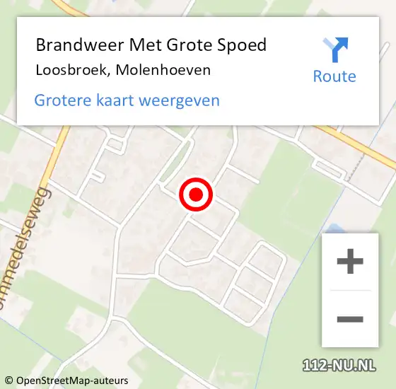 Locatie op kaart van de 112 melding: Brandweer Met Grote Spoed Naar Loosbroek, Molenhoeven op 13 december 2021 14:15
