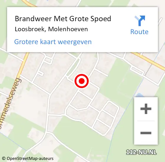 Locatie op kaart van de 112 melding: Brandweer Met Grote Spoed Naar Loosbroek, Molenhoeven op 13 december 2021 14:21