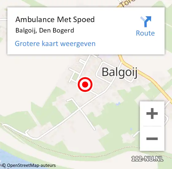 Locatie op kaart van de 112 melding: Ambulance Met Spoed Naar Balgoij, Den Bogerd op 2 juli 2014 09:08