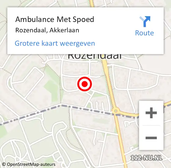 Locatie op kaart van de 112 melding: Ambulance Met Spoed Naar Rozendaal, Akkerlaan op 13 december 2021 15:09