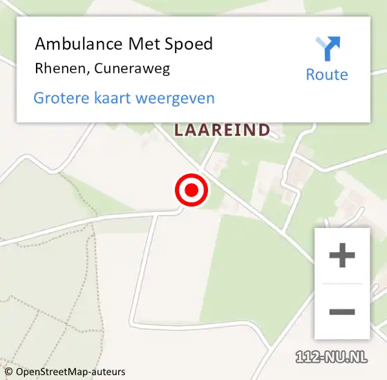 Locatie op kaart van de 112 melding: Ambulance Met Spoed Naar Rhenen, Cuneraweg op 13 december 2021 15:13