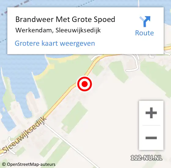 Locatie op kaart van de 112 melding: Brandweer Met Grote Spoed Naar Werkendam, Sleeuwijksedijk op 13 december 2021 15:53