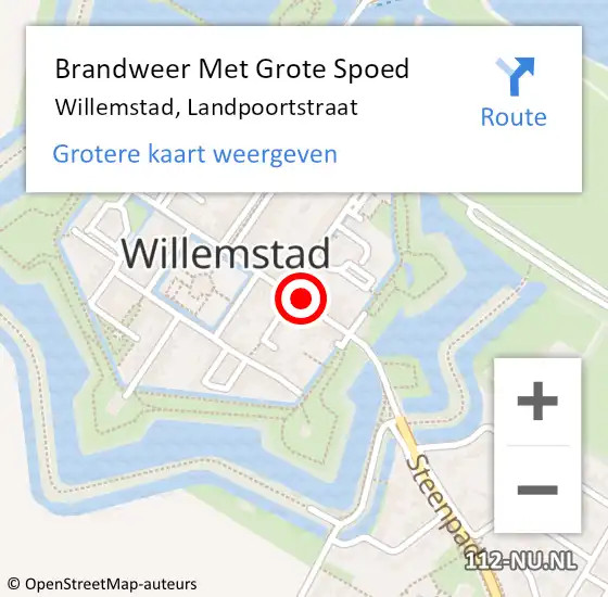 Locatie op kaart van de 112 melding: Brandweer Met Grote Spoed Naar Willemstad, Landpoortstraat op 13 december 2021 16:04