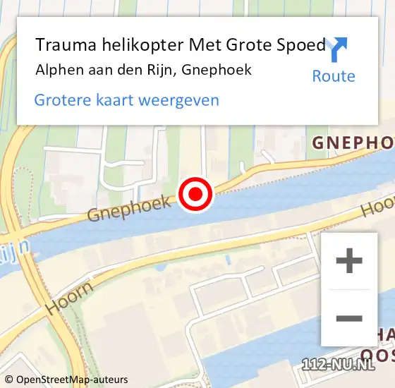 Locatie op kaart van de 112 melding: Trauma helikopter Met Grote Spoed Naar Alphen aan den Rijn, Gnephoek op 13 december 2021 16:13