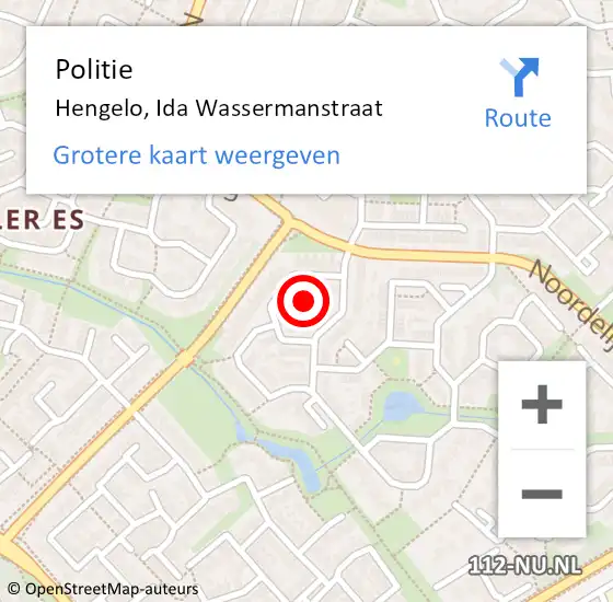 Locatie op kaart van de 112 melding: Politie Hengelo, Ida Wassermanstraat op 13 december 2021 16:22