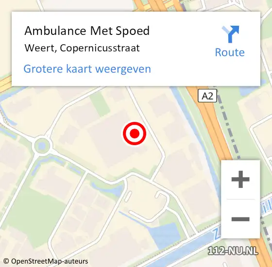 Locatie op kaart van de 112 melding: Ambulance Met Spoed Naar Weert, Copernicusstraat op 2 juli 2014 09:21